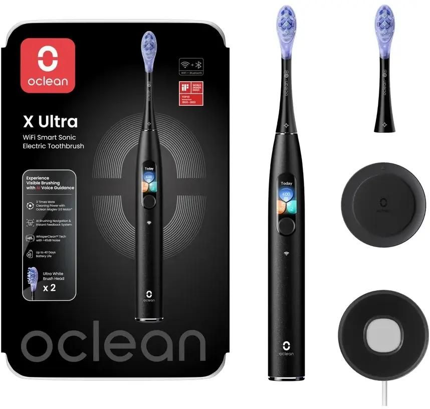 Электрическая зубная щетка OCLEAN X Ultra V8100 насадки для щётки: 3шт, цвет:черный [c01000598]